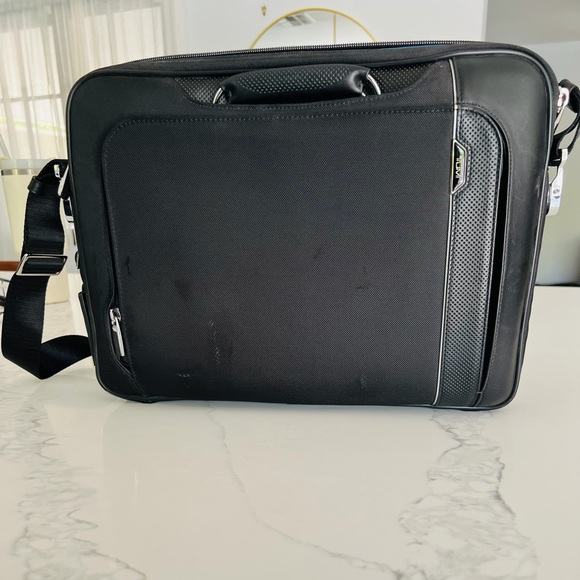 Tumi Black Laptop Bag with Silver Accents